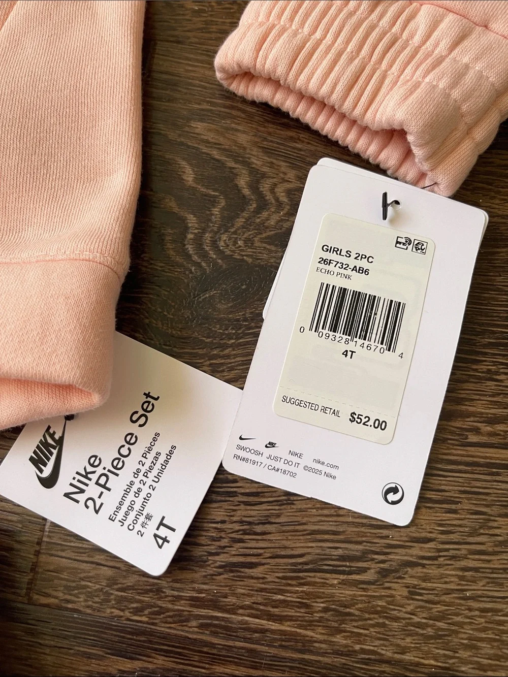 Nike Girls Echo Pink Pullover with Pink and Tan Leopard Print Leggings size 4T - Picture 4 of 8